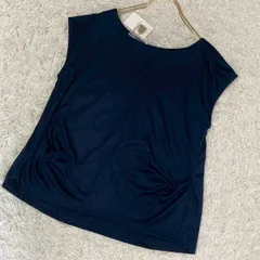 《美品》any SiS ネックレス付きカットソー ネイビー 2 キレイめ オフィス