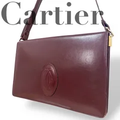☆★ Cartier  カルティエ★ショルダーバッグ　肩掛け　マストライン　ロゴ　ボルドー　ゴールド金具★♯2194
