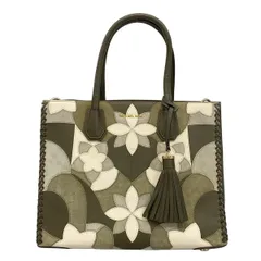 マイケルコース トートバッグ マーサー ラージ 30T7GM9T3T カーキ×アイボリー×ライトグレー フローラルパッチワーク レザー
