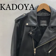 【古着】【Used】生産国：韓国 KADOYA ダブルライダースジャケット KPXTM3 革 ジャケット LL 黒/ブラック 表地：牛革/裏地：ナイロン100％ メンズ ファッション