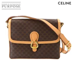 美品 セリーヌ CELINE マカダム ショルダー バッグ PVC レザー ブラウン ゴールド 金具 ヴィンテージ Macadam Shoulder Bag 90307167