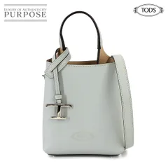 未使用 展示品 トッズ TOD'S Tタイムレス マイクロ 2way ハンド ショルダー バッグ レザー ブルーグレー シルバー 金具 Micro Bag 90309244