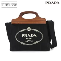 新品同様 プラダ PRADA カナパ 2way ハンド ショルダー バッグ キャンバス ネロ ブラック 1BG350 シルバー 金具 90309282