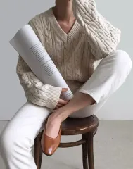 ケーブル編み ウールニット セーター