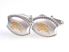 バーバリー　Burberrys　ホース/騎士ロゴ　カフス　カフリンクス　シルバーカラー×ゴールドカラー　送料無料