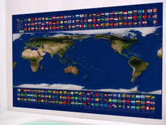 【在庫処分】日本製 人口 面積 国旗 絶景と地図の工房 完全防水 お風呂のポスター インテリア 大きなA1サイズ 海底地形図 宇宙から見た美しい地球 世界地図 衛星