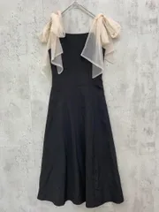 Louere ルエレ チュールリボン ロング フレア キャミソール ワンピース sizeS/黒 ■■ レディース