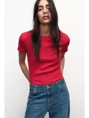 ザラ ショート スリーブ リブ Tシャツ