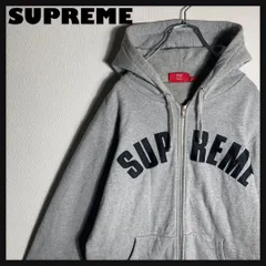 【肉厚】SUPREME フルジップパーカー アーチロゴ グレー L