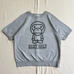 00s　archive　アーカイブ古着　A BATHING APE　アベイシングエイプ　BABY MILO　ベイビーマイロ　半袖スウェット　Tシャツ　両面ビッグプリント　霜降りグレー　M　Y2K　ストリート　short sleeve sweat shirt