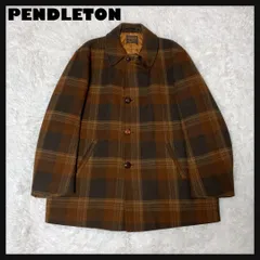 PENDLETON ウールコート ジャケット オンブレチェック くるみボタン 茶