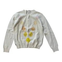  Mademoiselle NON NON マドモアゼルノンノン アーガイル柄 ウール×アンゴラ カーディガン アイボリー レディース Lサイズ【Z1763】