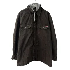 Dickies シャツジャケット L ダークブラウン ディッキーズ コットン フーディー スナップボタン ジップアップ アウター 秋冬物 a802-5241
