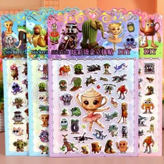 3Dアクリルシール （でかい8枚セット）イタリアンブレインロット トゥントゥントゥンサフール ユニークデザイン ネットミーム 手帳用 かわいい ステッカー スーツケース ギフトに最適 多様な用途 シーンに対応ぷくぷく中空タイプ (3D立体) (マルチ8枚）