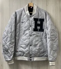 TOMMY HILFIGER トミーフィルフィガー モノクローム リバーシブル バーシティジャケット サイズM グレー × ブラック