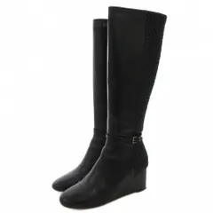 コールハーン COLE HAAN LAURALYN ローラリン ストレッチ ロングブーツ 6.5B サイドジップ ウェッジソール レザー W15655 /GV