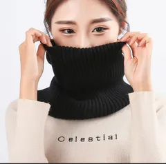 2WAY ニット ネックウォーマー レディース スヌード ヘアバンド 防寒 首元