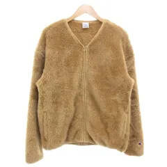 チャンピオン CHAMPION シェルパフリースジャケット ノーカラー ジップアップ ロゴ L キャメル /GV
