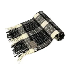 LOCHCARRON(ロキャロン) マフラー美品  - アイボリー×黒×グレー チェック柄 ウール