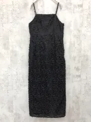 Louere ルエレ フェザージャガード Iライン キャミソール ワンピース sizeM/黒 ■■ レディース