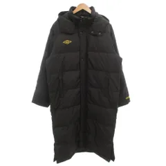 アンブロ UMBRO U/TOUR ロングダウンコート ベンチ フード付 ジップアップ ロゴ刺繍 O 黒 ブラック UBA1315 /GV