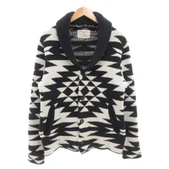 アーバンリサーチ サニーレーベル URBAN RESEARCH Sonny Label オルテガシャギーカーディガン ニット 長袖 総柄 ショールカラー L 紺 ネイビー 白 ホワイト /GV