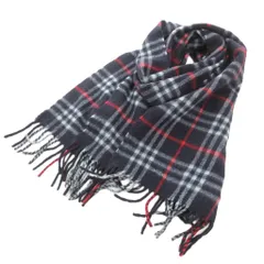 バーバリーズ Burberrys ヴィンテージ マフラー ストール フリンジ カシミヤ ノバチェック 紺 ネイビー /FF