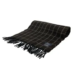 DRAKE'S(ドレイクス) ストール(ショール) - ダークブラウン×ライトブルー チェック柄/FOR UNITED ARROWS ウール、アンゴラ