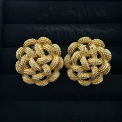 【良品】Monet モネ ロープ編みモチーフ イヤリング ゴールドカラー 260206003