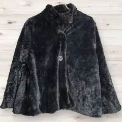 B1352 クレアルド creald ファーコート アウター (M~L) 黒 無地 ハイネック