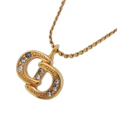 ★SALE【6jab0236】クリスチャンディオール ネックレス CDロゴ GPメッキ ラインストーン ゴールド【中古】レディース