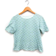 エレメントオブシンプルライフ element of SIMPLE LIFE チェック カットソー Tシャツ 半袖 丸首 コットン 綿 M グリーン 緑 /FT29 