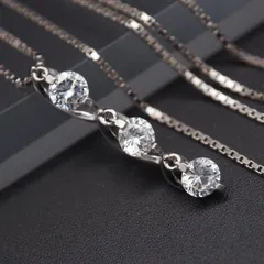 M009 ESSENCE エッセンス ダイヤモンド風 SV925刻印 ペンダント ネックレス 3連 ダンシングストーン デザイン シルバー アジャスター付き