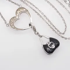 M036 AGATHA アガタ STERLING SILVER925刻印 ペンダント ネックレス ダイヤモンド風 オープンハート バッグ カバン デザイン シルバー