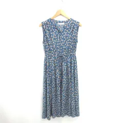 アズノウアズ as know as シャツワンピ ワンピース 花柄 ロング フレア リボン ノースリーブ ＊ ブルー 青 /TT