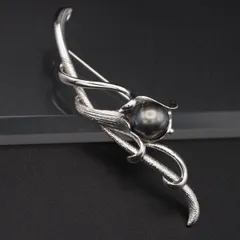 M565 黒蝶真珠 パール SILVER刻印 ブローチ デザイン シルバー コサージュ 6月誕生石