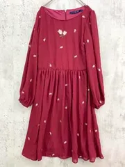 an another angelus アンアナザーアンジェラス ポリエステル シフォン 花柄 刺繍 ワンピース sizeF/えんじ ■◇ レディース