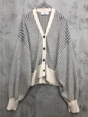 ADAM ET ROPE アダムエロペ ストライプ Vネック カーディガン sizeF/オフホワイト ■◇ レディース