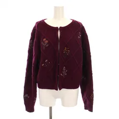 アメリヴィンテージ Ameri VINTAGE FLOWER EMBROIDERY CARDIGAN カーディガン ニット 花柄 刺繍 長袖 M 赤紫 0124201430610 /YM