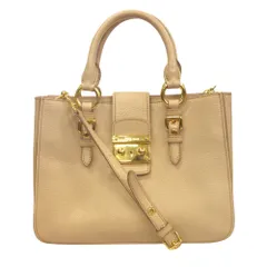 良品 MIU MIU ミュウミュウ MADRAS マドラス 2way バッグ 鞄 ハンド トート ショルダー ゴートレザー 山羊革 ロゴ ピンク ゴールド レディース 古着 中古 USED