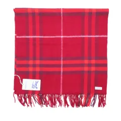 未使用 BURBERRY バーバリー チェック カシミヤ100％ チェック柄 マフラー ダニエル・リー ストール フリンジ 近年モデル レッド メンズ レディース 古着 中古 USED