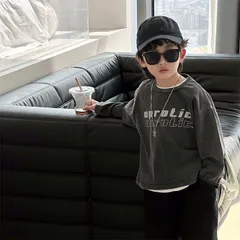 キッズ ロゴプリント 長袖Tシャツ ブラック 110 120 130