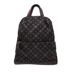 美品 russet ラシット 総柄 モノグラム ナイロンデイパック リュックサック バックパック バッグ カバン 鞄 こげ茶 ダークブラウン レディース 古着 中古 USED