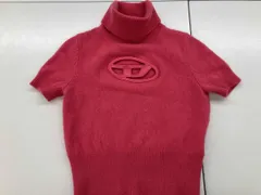  DIESEL ディーゼル／半袖タートルネックニット／ウール カシミヤ混／Sサイズ ピンク