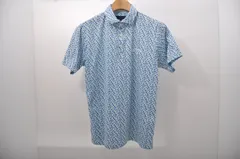 中古 メンズ キャロウェイ Callaway 半袖ポロシャツ M 白×青 ホワイト×ブルー 小花柄