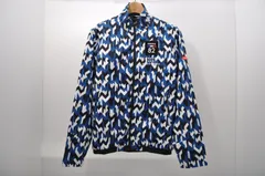中古 メンズ ルコックスポルティフ le coq sportif ブルゾン M 黒×青×白 幾何学柄 長袖フルジップアウター 中綿インナーベスト付 3WAY