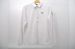 中古 レディース キャロウェイ Callaway 長袖ポロシャツ L 白 ホワイト シンプル ジャガード織 総柄