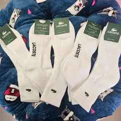 ラコステ 白 ミドル ダブルクッション 靴下 5足 18,000ウォン
