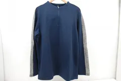 中古 メンズ アディダスゴルフ adidas GOLF スウェット L 紺 グレー 長袖ハーフジップトレーナー ロゴ柄ライン