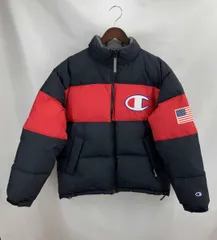 ★ Champion チャンピオン ダウンジャケット サイズL ブラック×レッド 冬